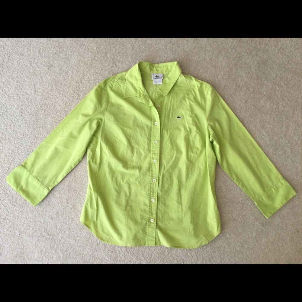 Lacoste green button down shirt
